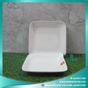 จานเหลี่ยมสีครีม จานเมลามีน จานใส่อาหาร ขนาด 6.5 นิ้ว